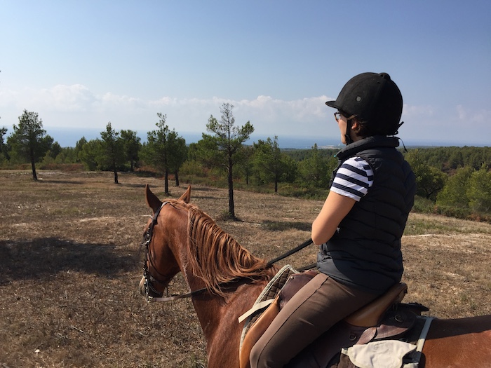 randonner a cheval sur les collines en bord de mer