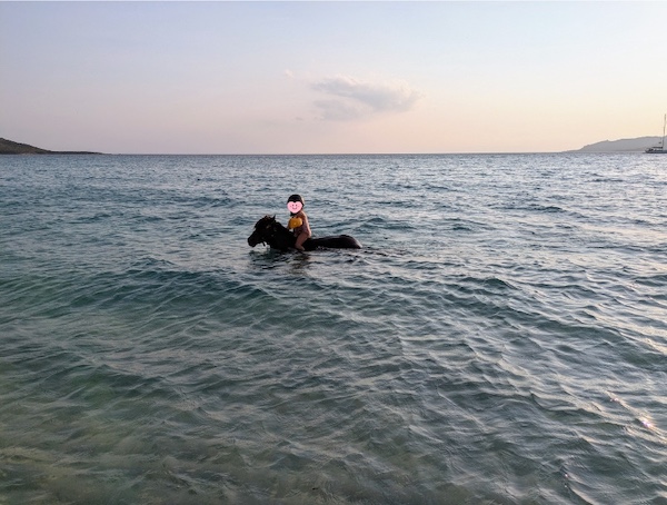 nager avec un poney